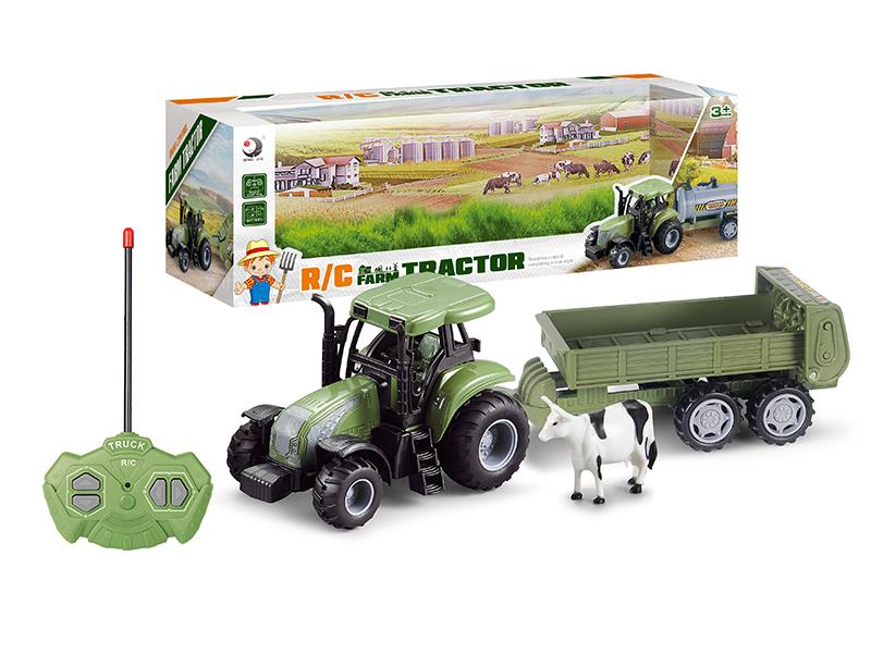 27Mhz Remote Control Farm Tractor With Trailer, Cow