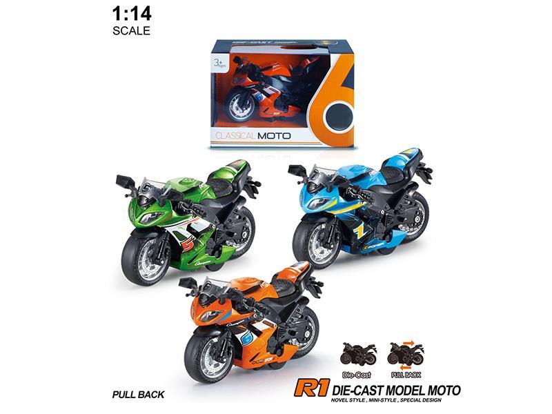 1:14 Alloy Pull Back  Motorcycle(3 Colour Mixed)