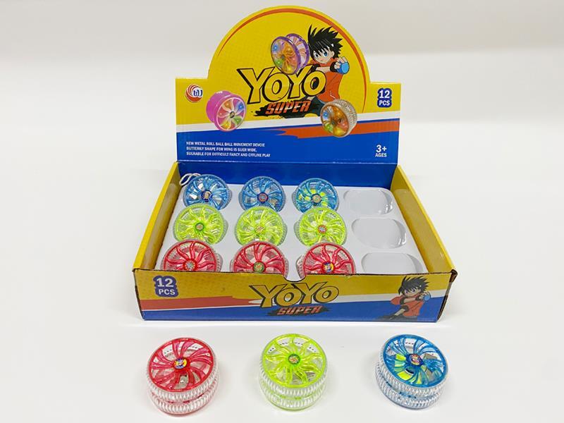 12PCS Bearing Red Blue Yo Yo Ball With Light