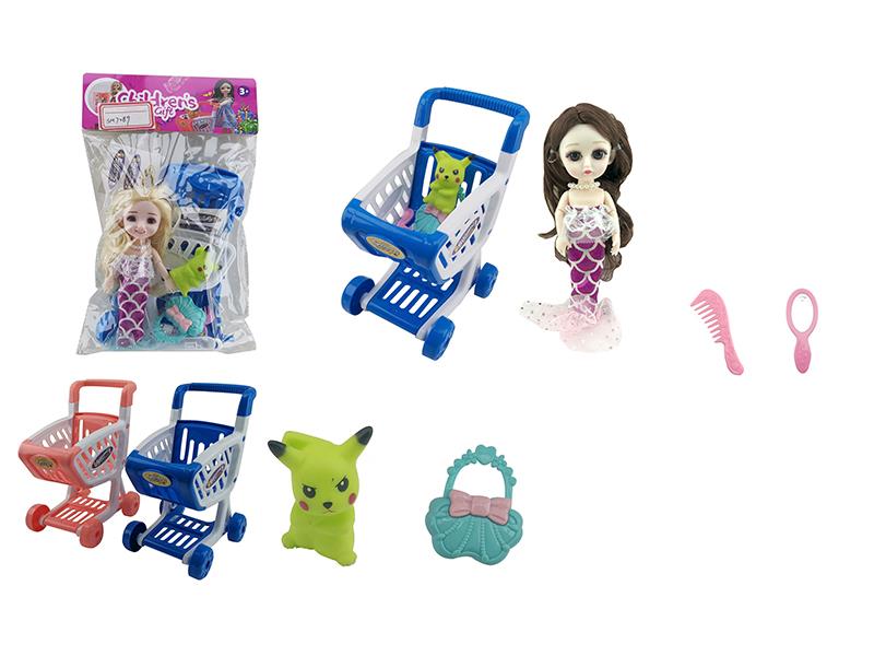 Shopping Cart Set With Doll