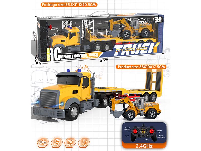 2.4G Remote Control American Style Trailer With Friction Excavator(Included batteries)