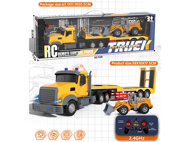 2.4G Remote Control American Style Trailer With Friction Bulldozer(Included batteries)