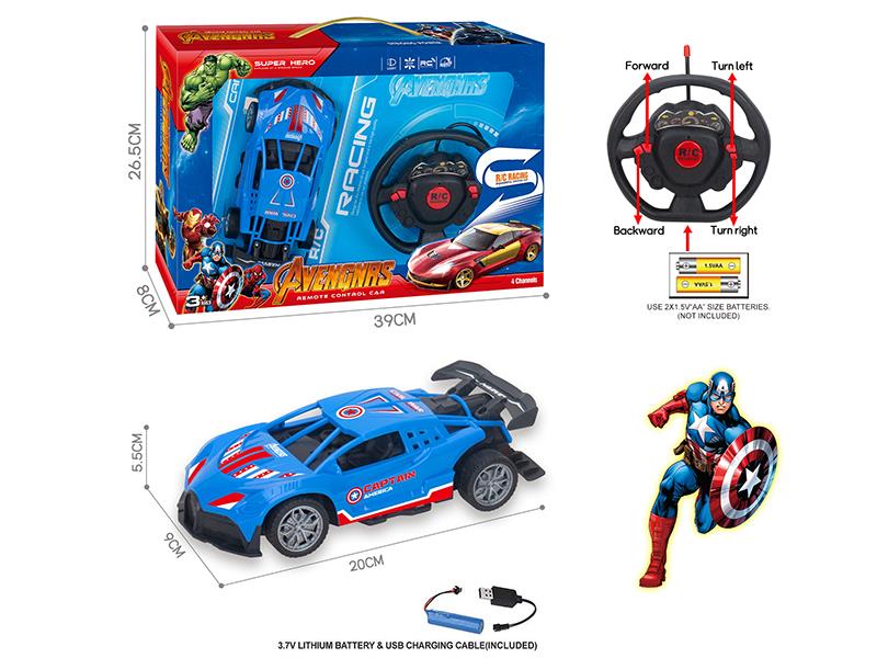 27Mhz 1:18 4-Channel Remote Control Captain America Bugatti Racing Car(Included Batteries)