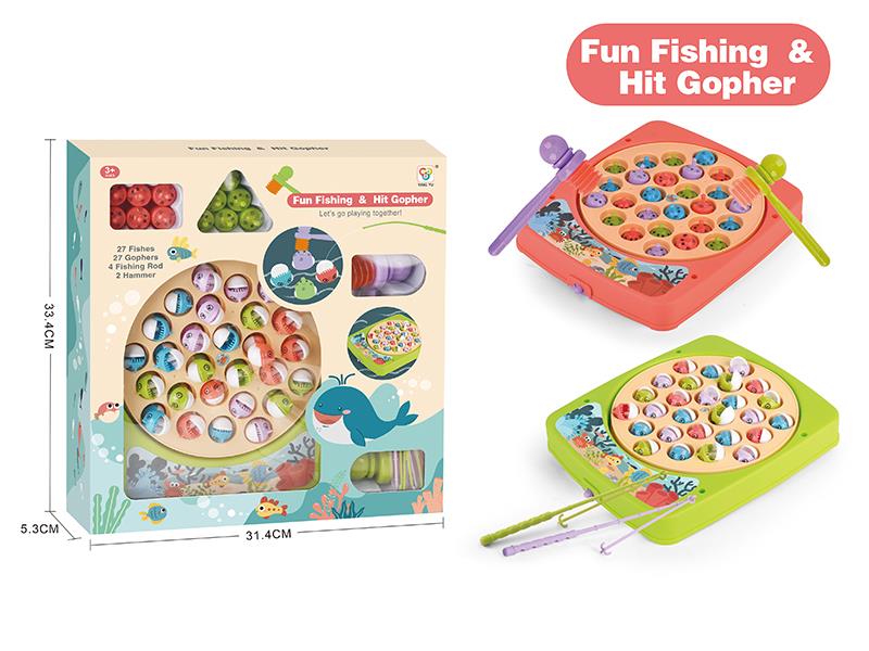 B/O Fishing Game & Whack-A-Mole 2 In 1 Game