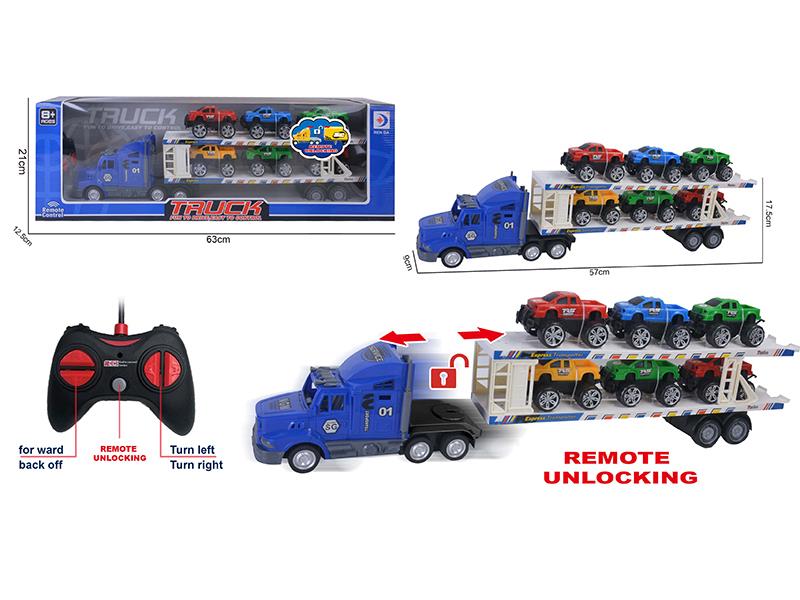 5-Channel Remote Control Container Car With 6 Pickup Trucks(Remote Unlocking)