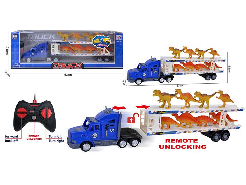 5-Channel Remote Control Container Car With 8 Dinosaurs(Remote Unlocking)