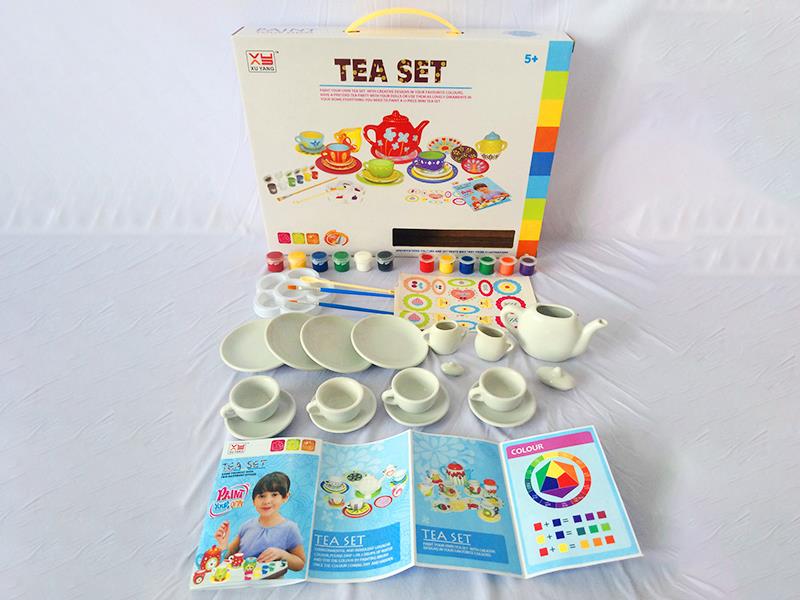 DIY Coloured Drawing Porcelain Tea Set 17pcs