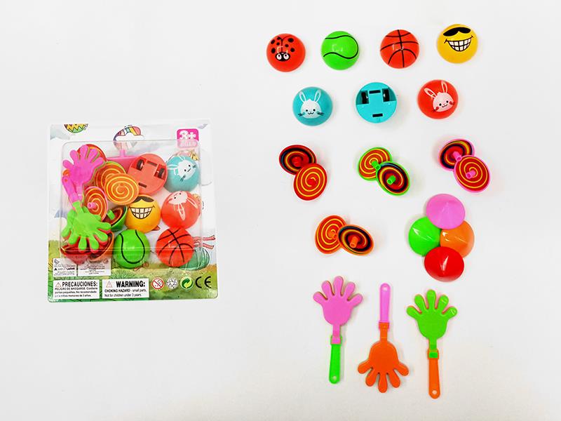 Pull Back Cars + Spinning Tops Toys + Hand Clapper 17pcs