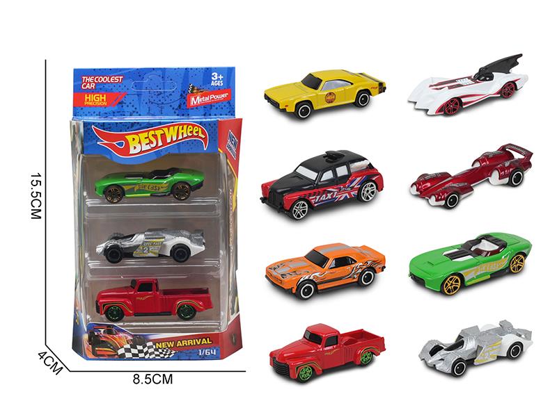 1:64 Slide Alloy Racing Cars 3PCS