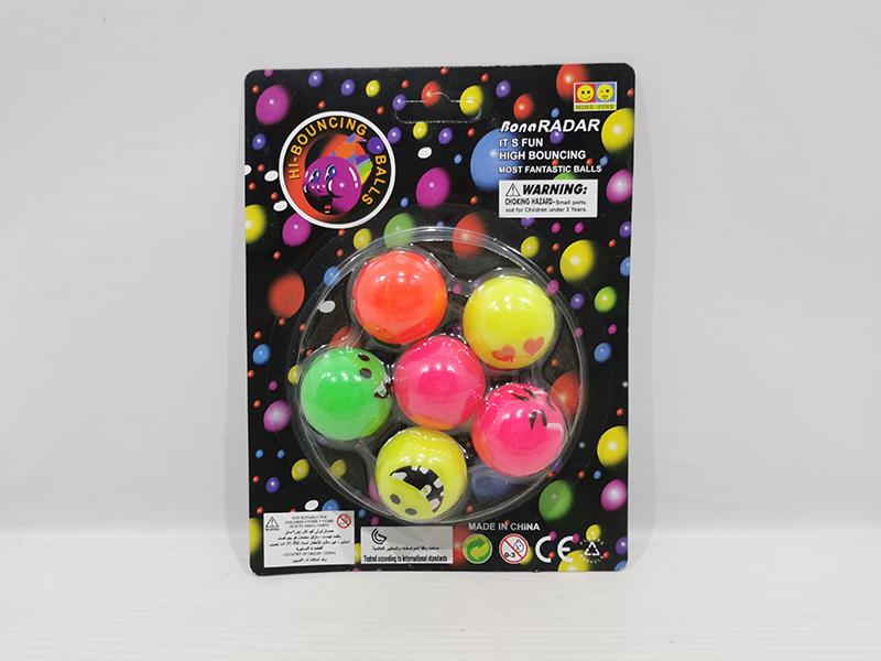 Expression Pattern Bouncy Balls 6pcs