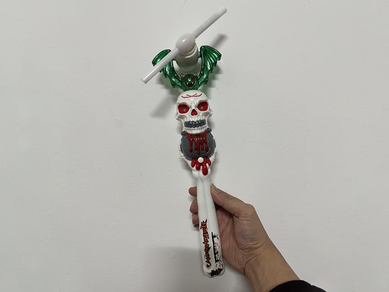 Halloween Skull Head Windmill Flash Stick With 8 Lights And Sound