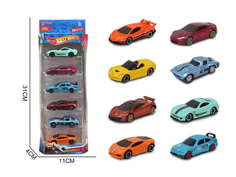 1:64 Slide Alloy Racing Cars 6PCS