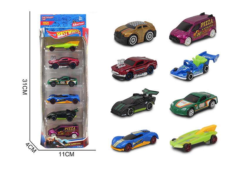 1:64 Slide Alloy Racing Cars 6PCS