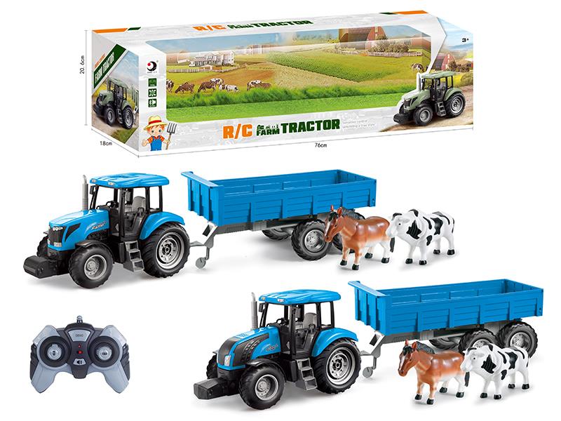 2.4G Remote Control Farm Tractor Trailer Toy(Demo + Sounds)Not Included Batteries