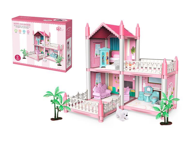 DIY Assembly Villa Toy(Pink)