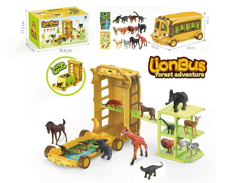 Animal Paradise  Lion Bus With 12 Animals