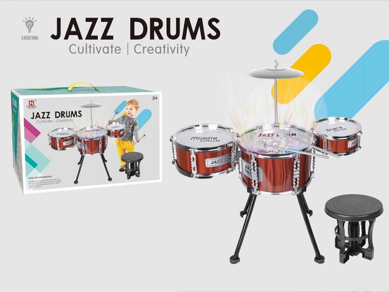 Jazz Drum With Chair(3 Drums,Flash Light)