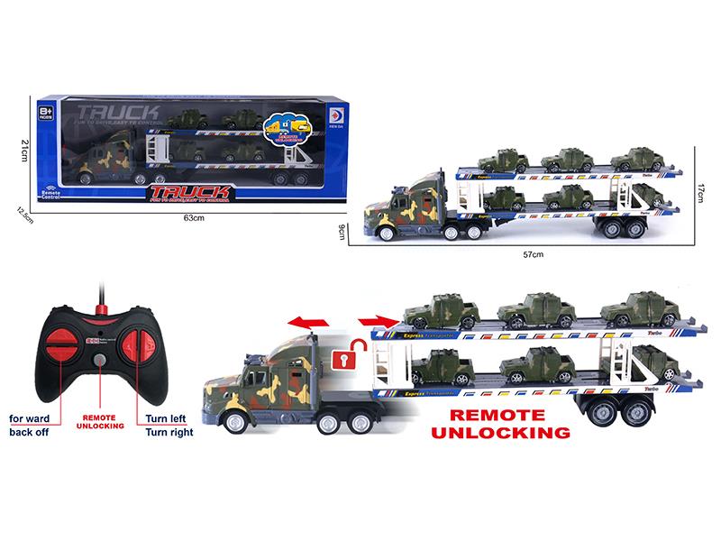 5-Channel Remote Control Container Car With 6 Military Trucks(Remote Unlocking)