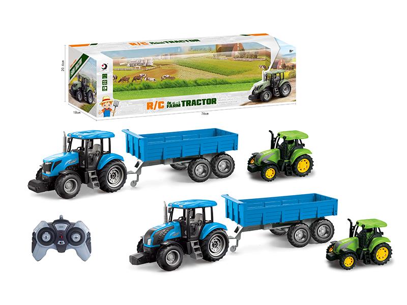 2.4G Remote Control Farm Tractor Trailer Toy(Demo + Sounds)Not Included Batteries