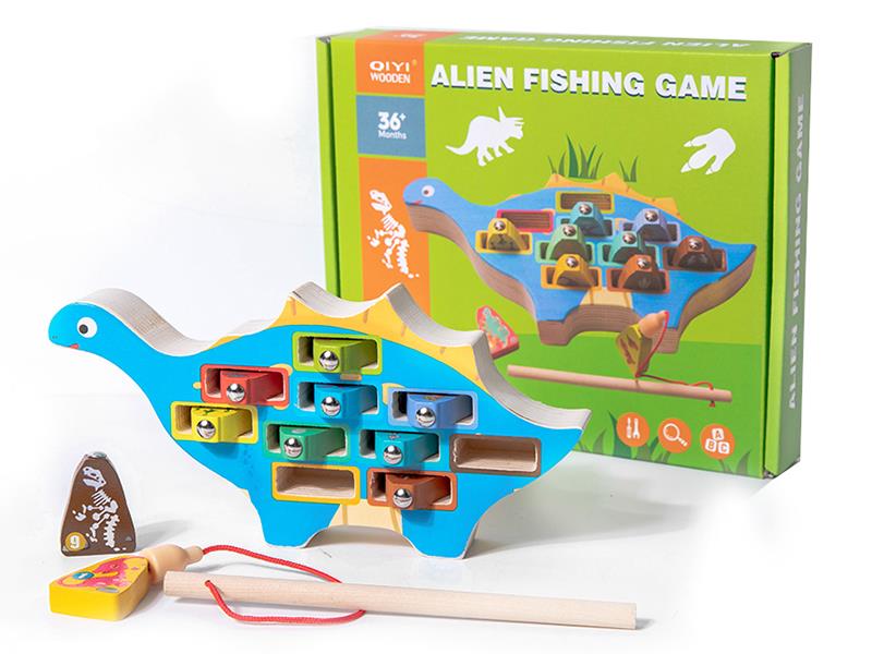 Wooden Dinosaur Fishing Game