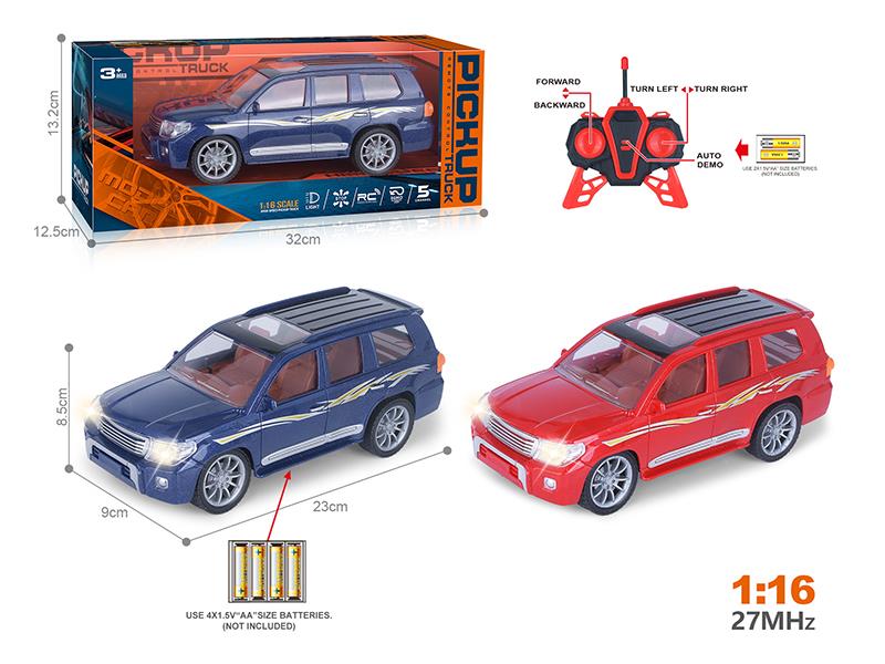 27Mhz 1:16 5-Channel Remote Control Toyota Cruiser SUV With Headlight, One Key To Demo(Not Included Batteries)