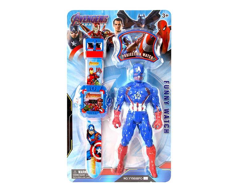 Projection Electronic Watch With Avengers Action Figures Toy