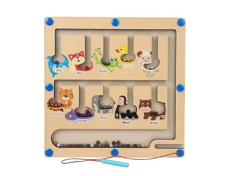 Wooden Magnetic Pen Animal Color Sorting Maze Toy