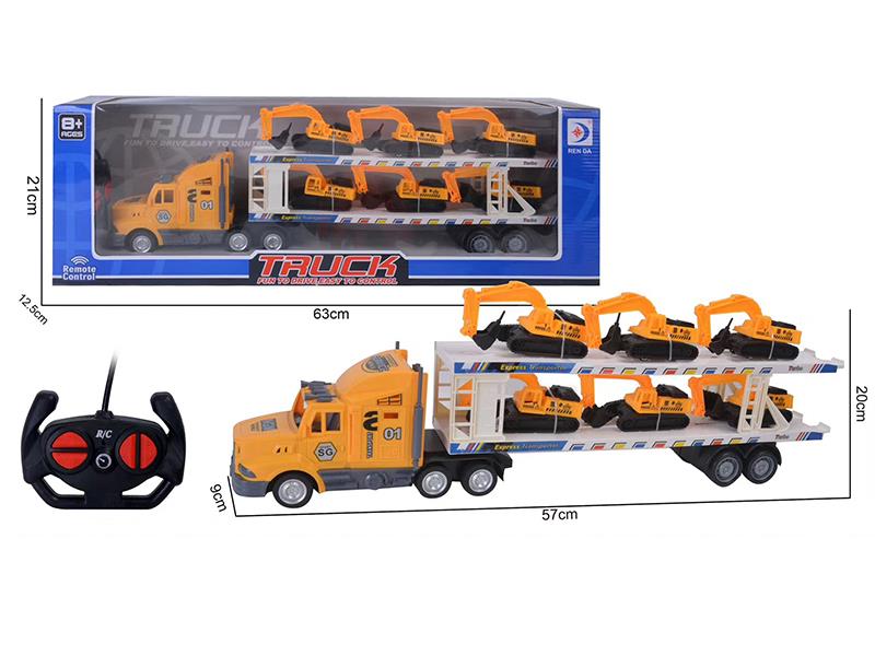 4-Channel Remote Control Container Car With 6 Large Engineering Trucks