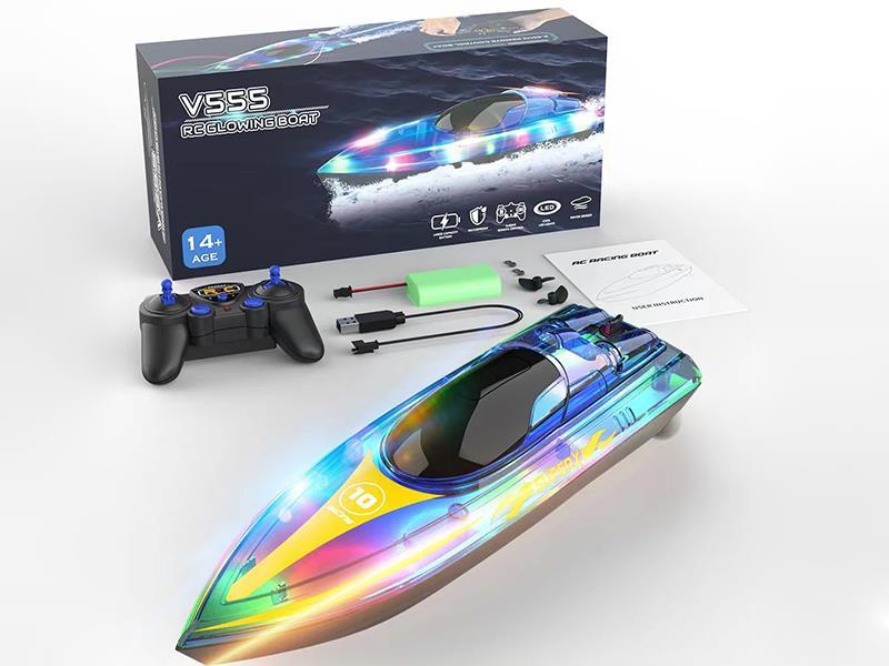 2.4GHz Racing RC Boats 15KM/H With Transparent Cover And Bright LED Light Effect