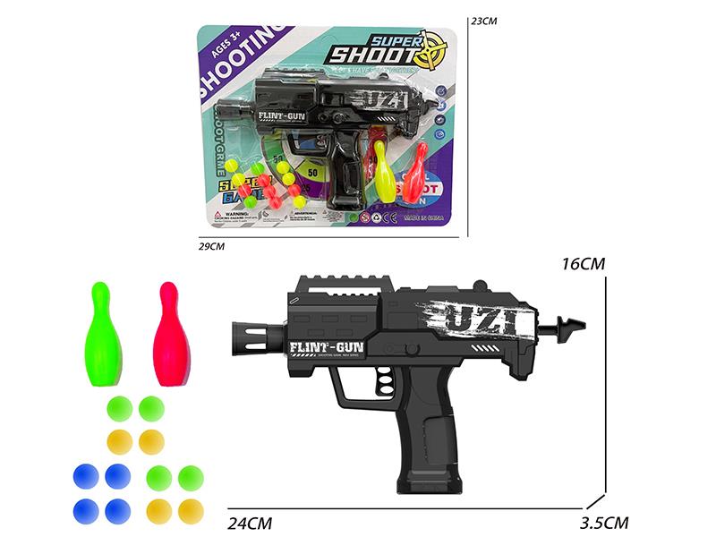 Uzi Ping-Pong Ball Gun With Bowling Toy