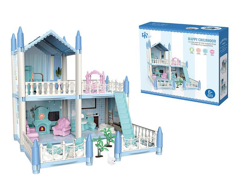 DIY Assembly Villa Toy(Blue)