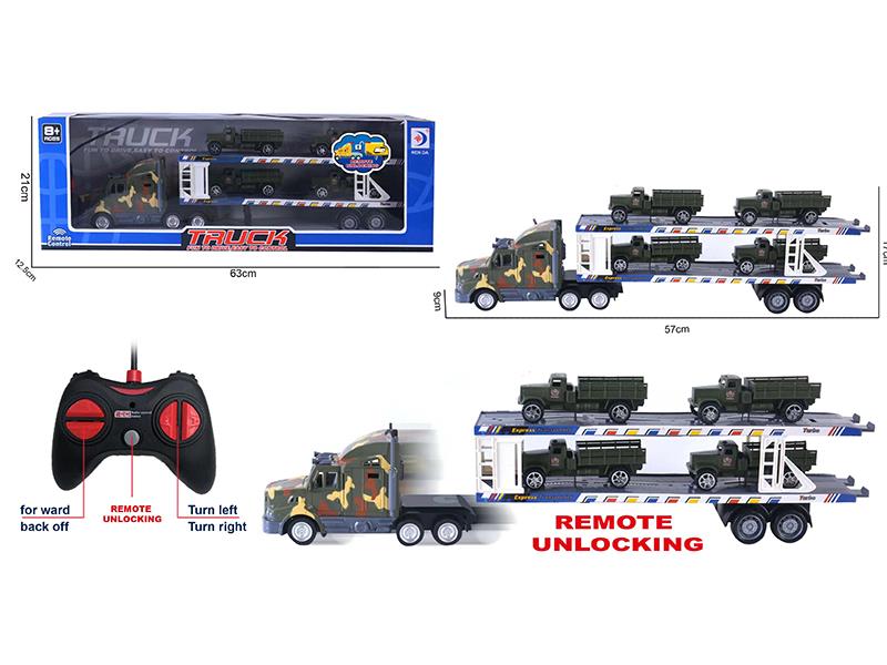 5-Channel Remote Control Container Car With 4 Military Trucks(Remote Unlocking)