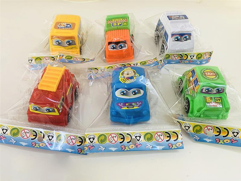 6 Items Cartoon Pull Back Car