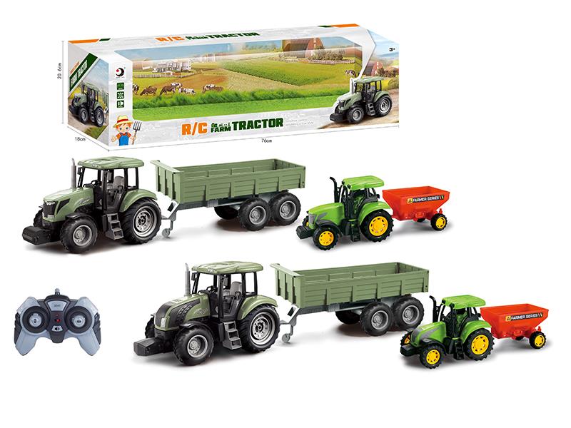 2.4G Remote Control Farm Tractor Trailer Toy(Demo + Sounds)Not Included Batteries