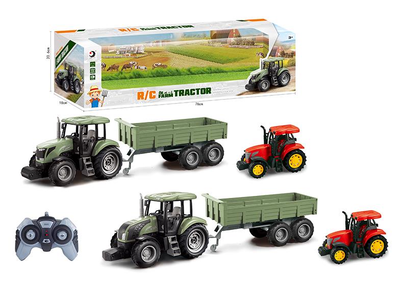 2.4G Remote Control Farm Tractor Trailer Toy(Demo + Sounds)Not Included Batteries