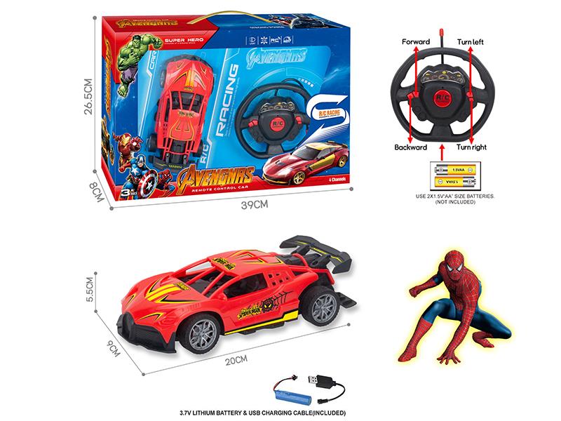 27Mhz 1:18 4-Channel Remote Control Spider Man Bugatti Racing Car(Included Batteries)