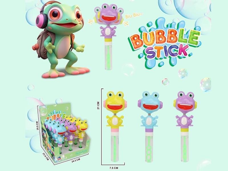 Frog Bubble Sticks With BB Whistle 12PCS