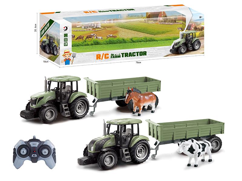 2.4G Remote Control Farm Tractor Trailer Toy(Demo + Sounds)Not Included Batteries