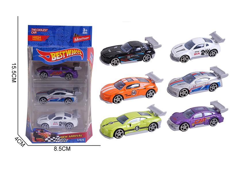 1:64 Slide Alloy Racing Cars 3PCS