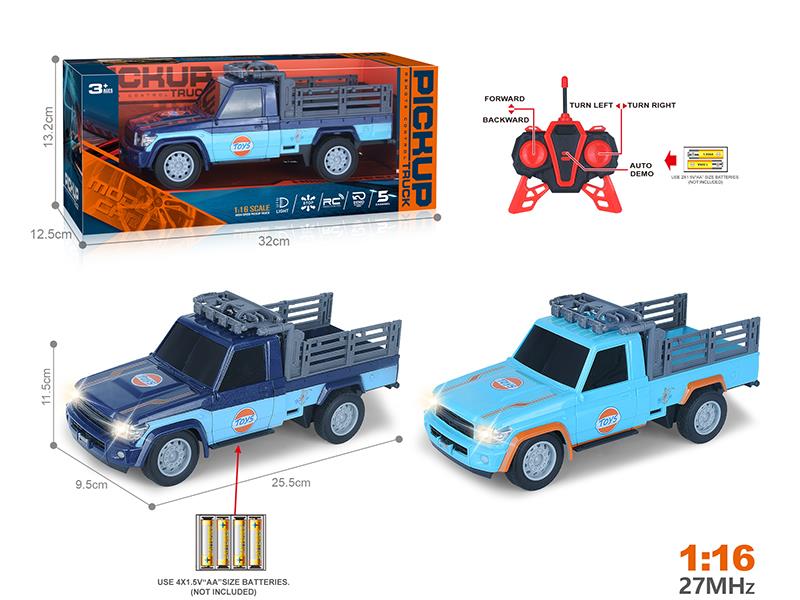 27Mhz 1:16 5-Channel Remote Control Pickup Truck With Headlight, One Key To Demo(Not Included Batteries)