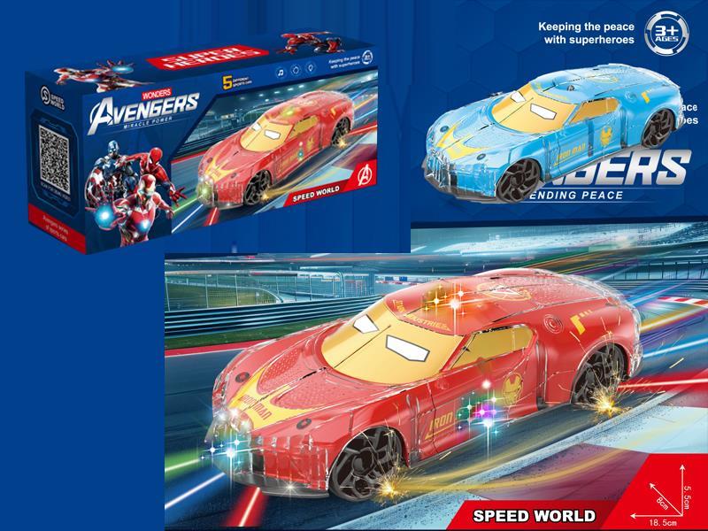 B/O Go And Bump Transparent Iron Man Sports Car With Light And Music