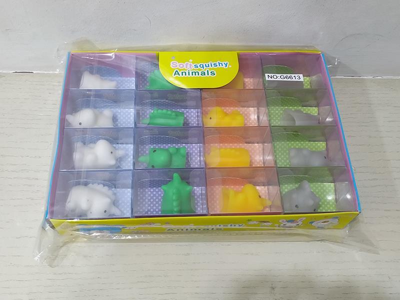 16pcs  Decompression Soft Rubber Animals -Dinosaur