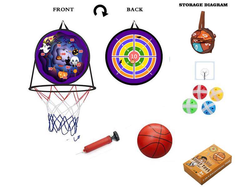 Halloween Theme Baketball Board & Dartboard 2 In 1