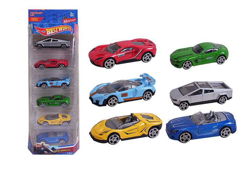 1:64 Slide Alloy Racing Cars 6PCS