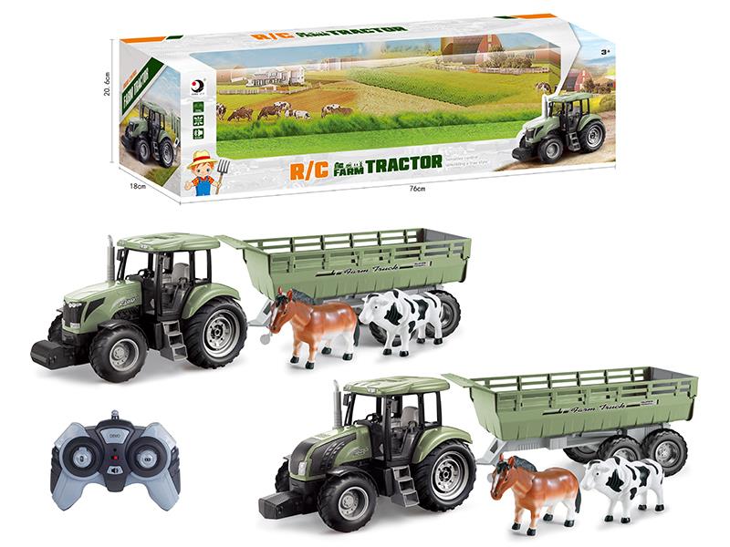 2.4G Remote Control Farm Tractor Trailer Toy(Demo + Sounds)Not Included Batteries