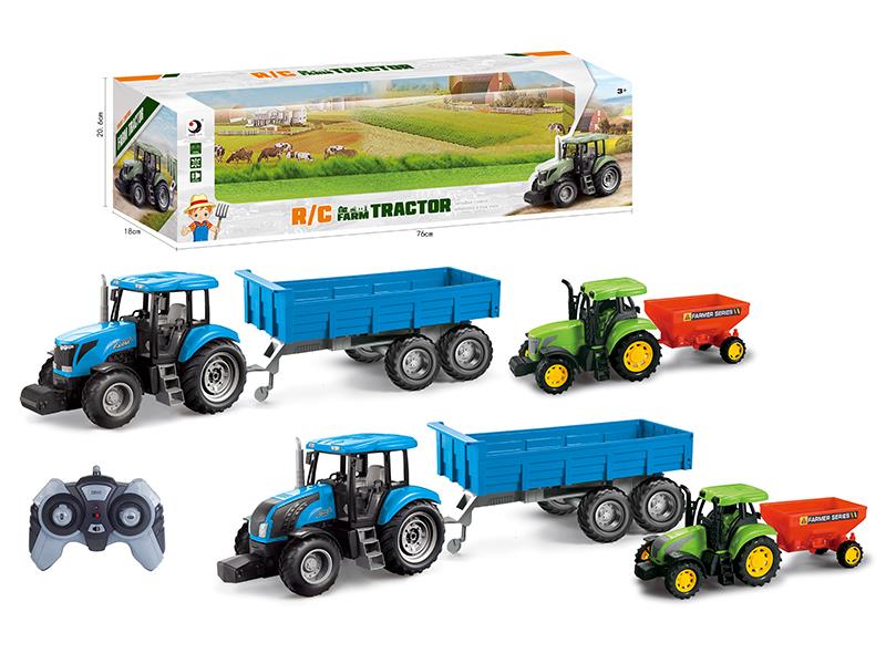 2.4G Remote Control Farm Tractor Trailer Toy(Demo + Sounds)Not Included Batteries