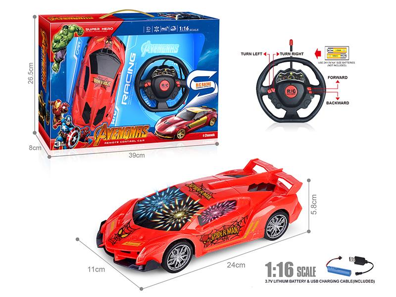 27Mhz 1:16 4-Channel Remote Control Spider-Man Lamborghini Simulation Car With 3D Light(Included Batteries)