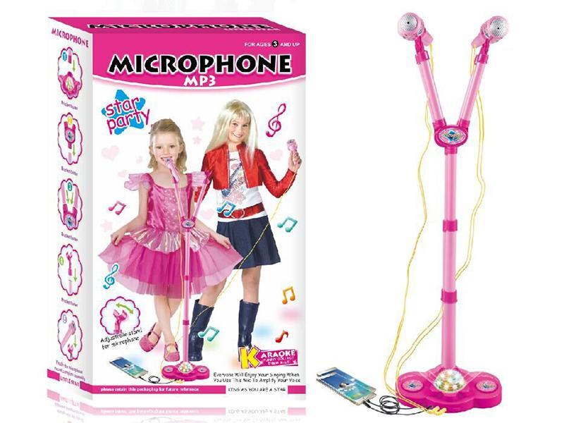 Girl Double Microphone With MP3 Rotating Light