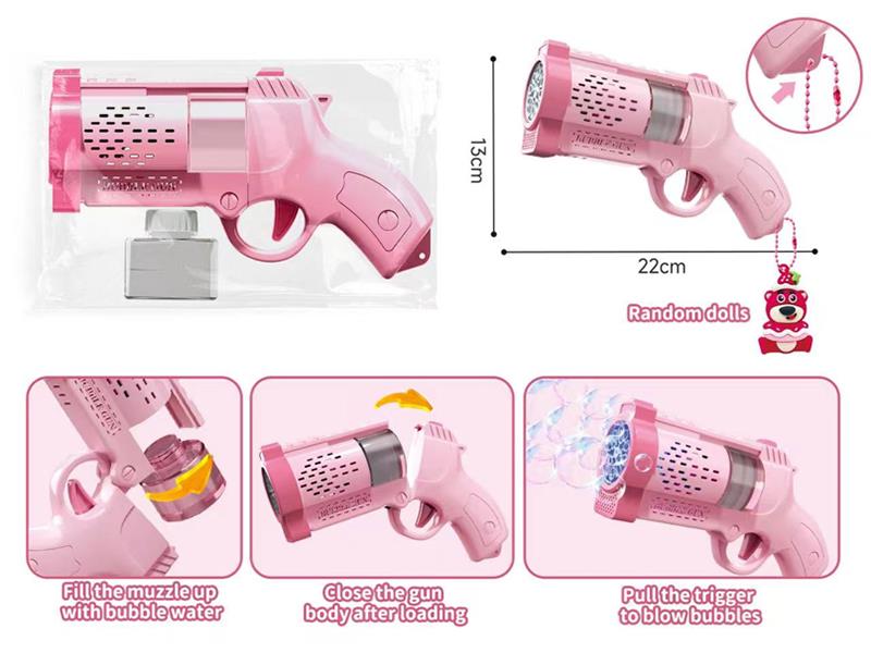 Strawberry Bear 10 Holes B/O Revolver Bubble Gun