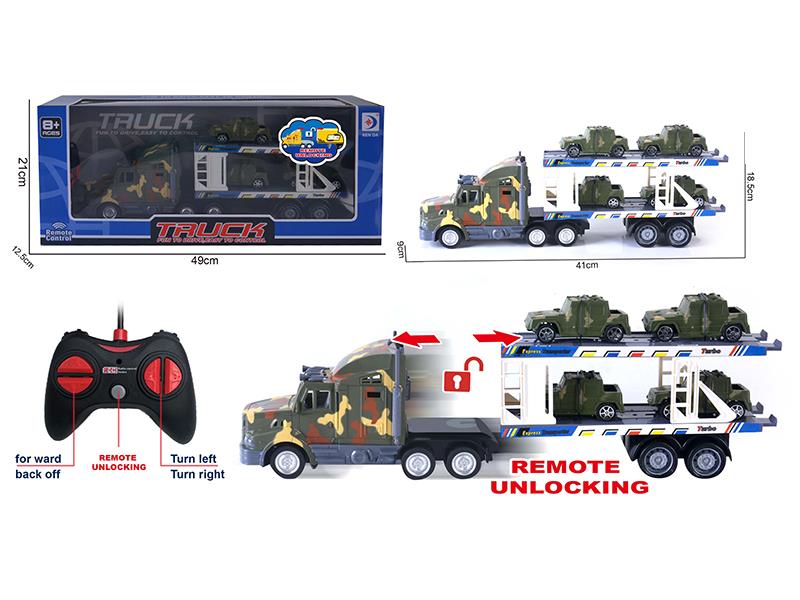 5-Channel Remote Control Container Car With 2 Military Trucks(Remote Unlocking)